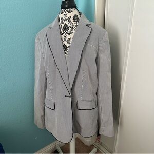 Jones, New York pinstripe 18W blazer STRIPE PIPED BLAZER